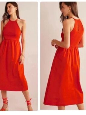 Boden Red Halter-Style Midi Dress size 6
